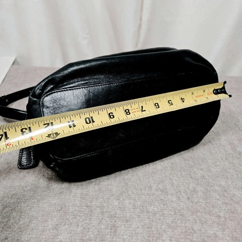 COACH #F22304 Kristen Black Leather Double-Zip Satchel Shoulder Bag